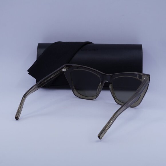 Saint Laurent SL214 KATE 025 Sunglasses Brown Cat Eye Frame, Grey Lenses - Picture 13 of 13